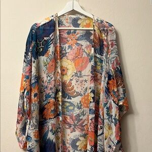 Source Unknown Blue and Orange Swim Coverup Kimono 335